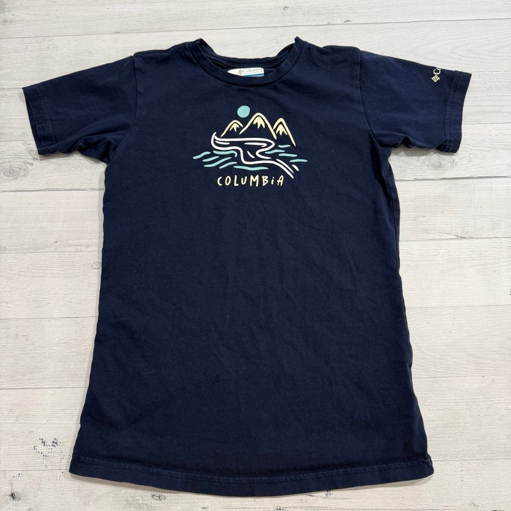 Columbia girls navy blue mountain graphic shirt size 10/12